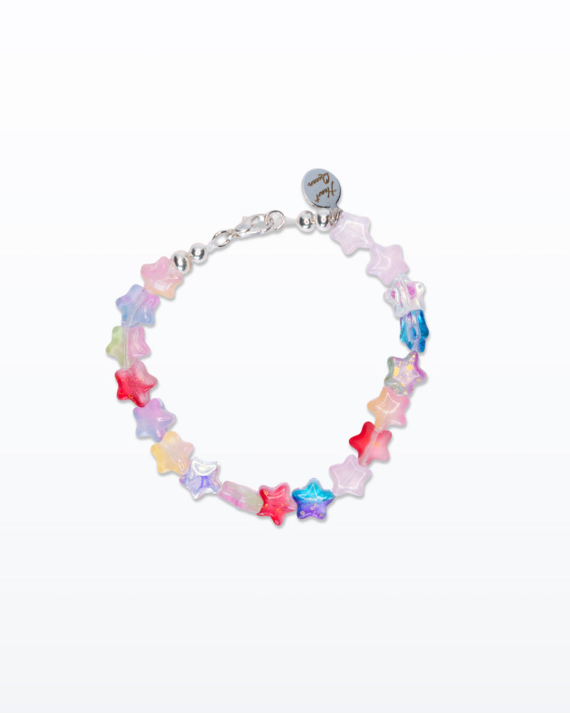 Rainbow Drops – Bracciale con stelle colorate e ottone